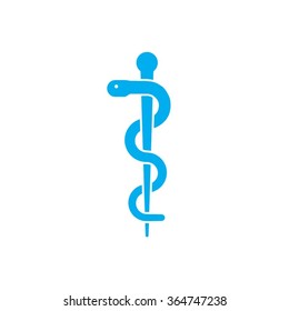 Caduceus symbol on white background