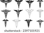 Caduceus symbol silhouette,  Medical symbol silhouette,  Caduceus symbol clipart, Caduceus medical symbol silhouette. 