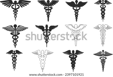 Caduceus symbol silhouette,  Medical symbol silhouette,  Caduceus symbol clipart, Caduceus medical symbol silhouette. 