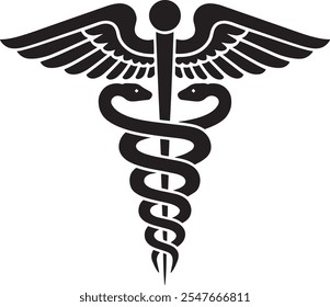 Caduceus symbol silhouette vector art illustration