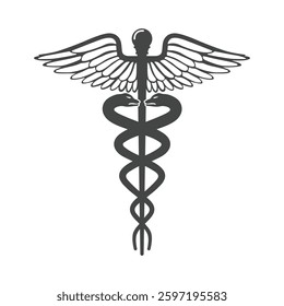 Caduceus symbol vector, Caduceus logo, Caduceus symbol icon, Medical snake caduceus logo, Medical symbol logo, Medical symbol silhouette.