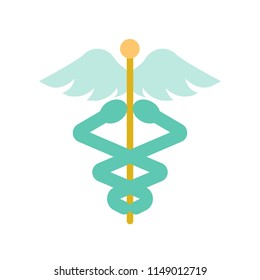 caduceus a symbolic represents  Hermes, use in astrology, alchemy, and astronomy，flat icon
