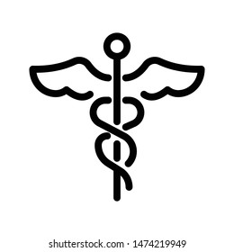 caduceus thin line vector icon