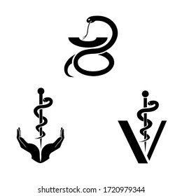 The caduceus is the traditional symbol of Hermes with snake winding, the god of the medical art symbol. Also Veterinary symbol vector image. 