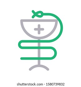 caduceus vector color line icon 