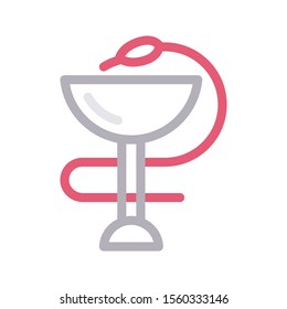 caduceus vector colour line icon 