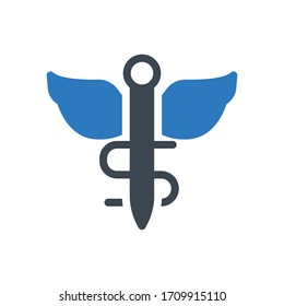 color de glifo caduceus vectorial 
