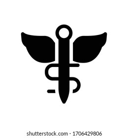 caduceus vector glyph flat icon 