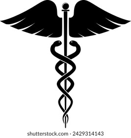 Caduceus vector symbol ideal for business cards and logo creation for associate services like doctors medical stores use in flyers ads and signs