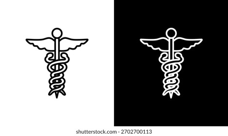 Caduceus Diseño de conjunto de iconos blancos