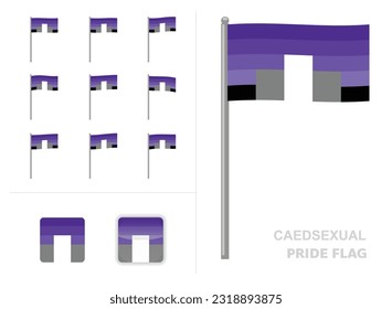 Caedsexual Pride Flag Waving Animation App Icon Vector