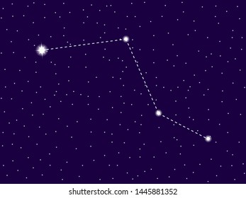 Caelum constellation. Starry night sky. Cluster of stars and galaxies. Deep space. Vector illustration