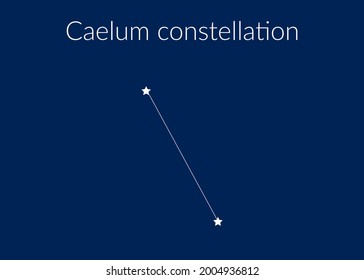 Caelum zodiac constellation sign with stars on blue background of cosmic sky. Vector illustration