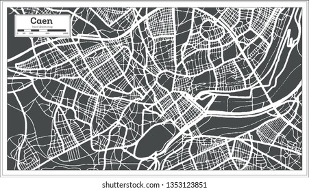Caen France City Map in Retro Style. Outline Map. Vector Illustration.