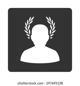 Caesar icon from Award Buttons OverColor Set. Icon style is white and gray colors, flat rounded square button, white background.