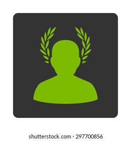 Caesar icon from Award Buttons OverColor Set. Icon style is eco green and gray colors, flat rounded square button, white background.