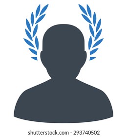 Caesar icon from Competition & Success Bicolor Icon Set. Vector style: flat bicolor symbols, smooth blue colors, rounded angles, white background.