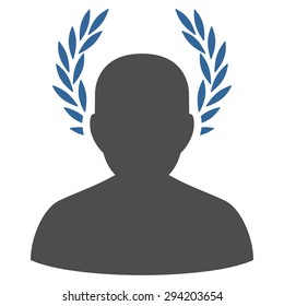 Caesar icon from Competition & Success Bicolor Icon Set. Vector style: flat bicolor symbols, cobalt and gray colors, rounded angles, white background.