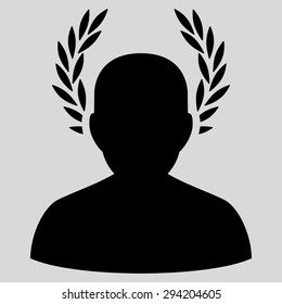 Caesar icon from Competition & Success Bicolor Icon Set. Vector style: flat symbols, black color, rounded angles, light gray background.