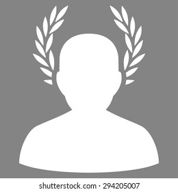 Caesar icon from Competition & Success Bicolor Icon Set. Vector style: flat symbols, white color, rounded angles, gray background.