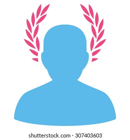 Caesar icon. Vector style is flat bicolor symbols, pink and blue colors, rounded angles, white background.