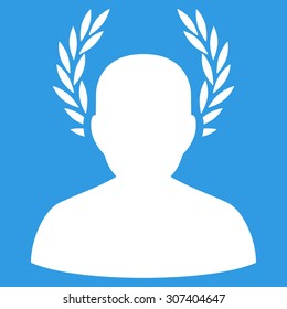 Caesar icon. Vector style is flat symbols, white color, rounded angles, blue background.