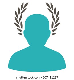 Caesar icon. Vector style is flat bicolor symbols, grey and cyan colors, rounded angles, white background.