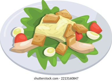 Caesar salad cartoon icon. Italian cuisine food