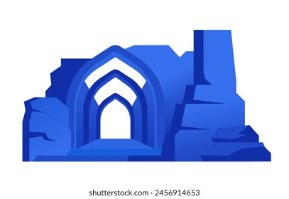 Caesarea National Park - modern flat design style single isolated image. Neat detailed illustration of the old center of the ancient city and its arched passage. Ancient ruins and sights of Israel