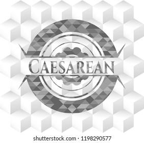 Caesarean grey emblem with cube white background