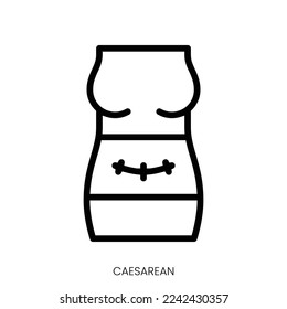 caesarean icon. Line Art Style Design Isolated On White Background