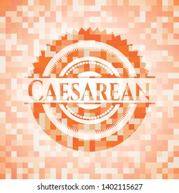 Caesarean orange mosaic emblem with background