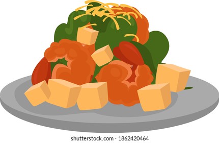 Ensalada cefálica, ilustración, vector sobre fondo blanco.