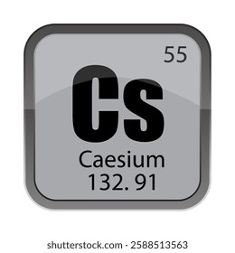 Caesium Cs icon. Number fifty five. Mass 132.91 detail. One hundred thirty two point nine one.