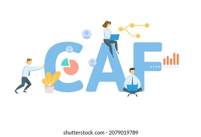 CAF, Centralized Authorization File. Concept with keyword, people and icons. Flat vector illustration. Isolated on white.