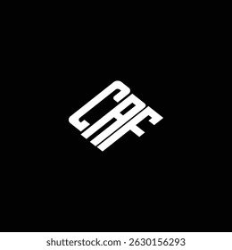 Design do logotipo da letra CAF em fundo preto.  
Projeto do logotipo comercial da carta da CAF. 
Conceito de logotipo de letra de iniciais criativas CAF.