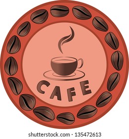 cafe advertising banner with cup and coffee beans