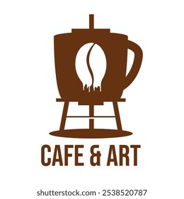 cafe and art flat minimalist logo design