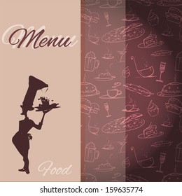 Cafe background with a silhouette of a chef