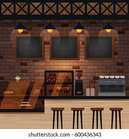 Cafe, Bar Or Coffee Shop Interior. Vector Illustration