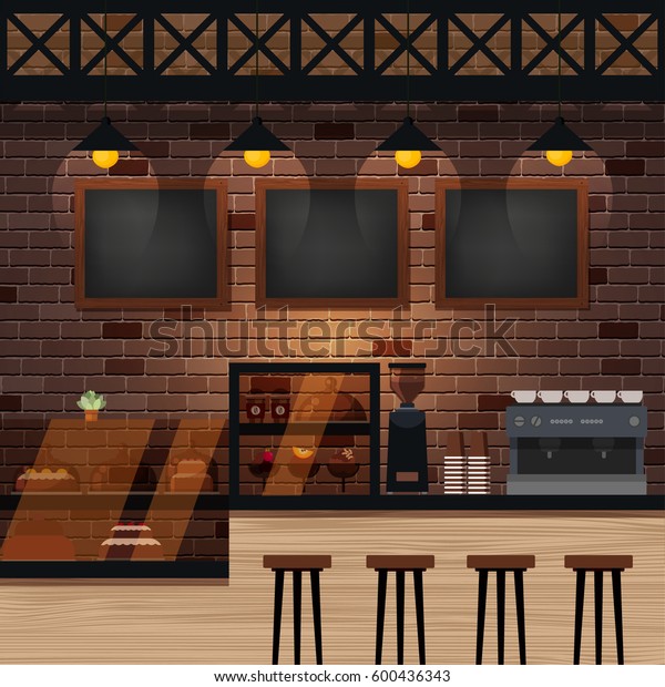 店内にカフェ バー 喫茶店 ベクターイラスト のベクター画像素材 ロイヤリティフリー