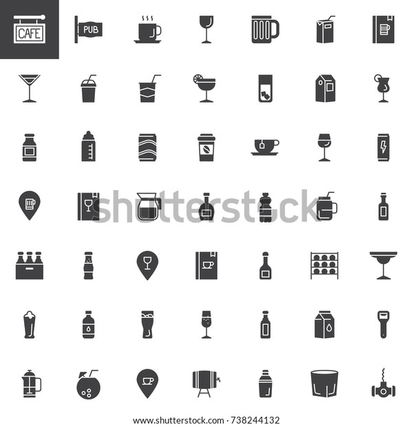 Cafe Bar Drinks Beverages Vector Icons Stock Vector Royalty Free