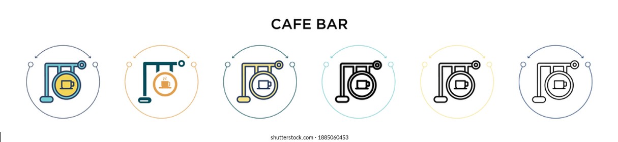 Cafe bar icon in filled, thin line, outline and stroke style. Vector illustration of two colored and black cafe bar vector icons designs can be used for mobile, ui, web