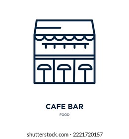 cafe bar icon from food collection. Thin linear cafe bar, bar, cafe outline icon isolated on white background. Line vector cafe bar sign, symbol for web and mobile