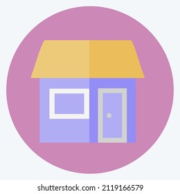 Cafe and Bar Icon in trendy flat style isolated on soft blue background
