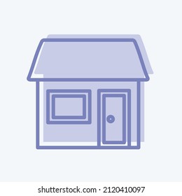 Cafe and Bar Icon in trendy two tone style isolated on soft blue background