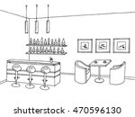 Cafe bar interior graphic art black white sketch illustration vector
