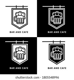 Cafe and Bar Vector Illustration. Pub And Bar Logo Icon Design Line And Glyph Style