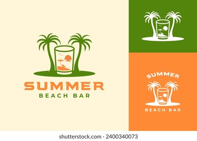 Cafe beach bar sea vacation logo design