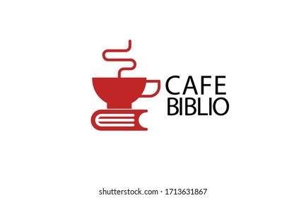 Plantilla de logotipo de vectores abstracto CAFE BIBLIO